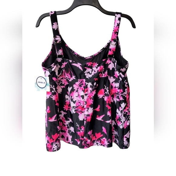Beach Belle Women's Plus Vibrant Floral Tankini Vacation Swimming Top, 20, NWT - Picture 2 of 12
